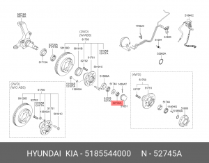 Hyundai Porter, Starex Гайка ступицы передней 5185544000 HYUNDAI KIA