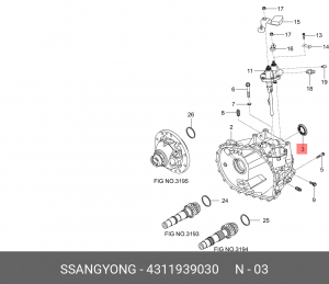 SS Actyon 11- МКПП 2WD/4WD Сальник привода КПП левый 4311939030 SSANG YONG