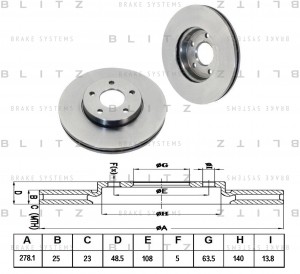 FORD FOCUS II, III C-MAX 03- диск тормозной передний BS0203 BLITZ