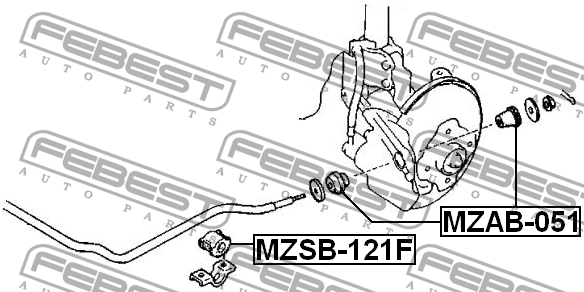 MAZDA 121 90-96/DEMIO 96-02 Втулка стабилизатора переднего MZSB-121F FEBEST