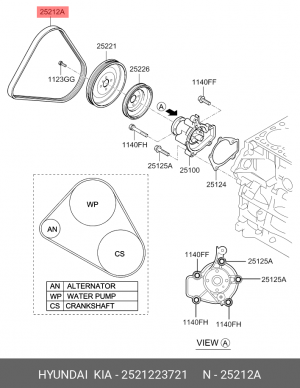 4PK890 Ремень поликлиновой Tucson 2.0 б ремень генератора 25212-23721 HYUNDAI KIA