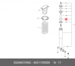 SS Kyron втулка заднего аммортизатора нижняя 4531109000 SSANG YONG