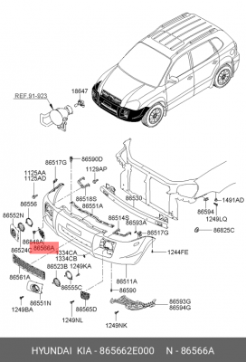 Hyundai Tucson Решетка переднего бампера правая 865662E000 HYUNDAI KIA