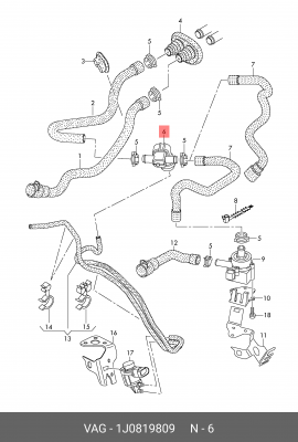 VW T4 98-03 кран вакуумный отопителя 1J0 819 809 VAG