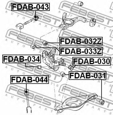 Ford Explorer Сайлентблок переднего поперечного рычага задней подвески на кулаке FDAB-033Z FEBEST