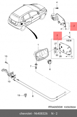 Chevrolet Aveo Лючок топливного бака 96408326 GENERAL MOTORS