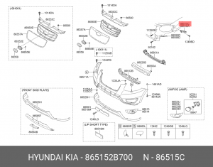 Hyundai SantaFe 06 Кронштейн переднего бампера левый верх 865152B700 HYUNDAI KIA