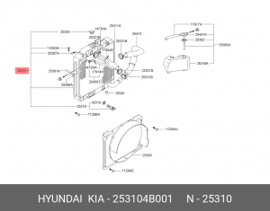 Hyundai Porter Тагаз радиатор охлаждения 253104B001 HYUNDAI KIA