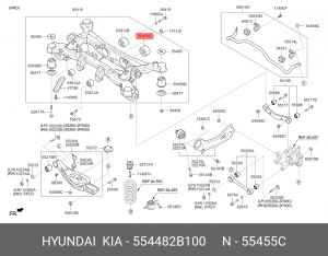 Hyundai SantaFe 06-12 Сайлетблок заднего дифференциала (большой) 554482B100 HYUNDAI KIA