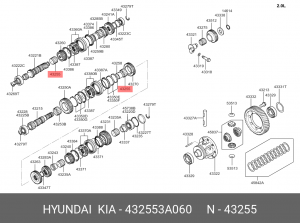 Hyundai SantaFe 00 Подшипник игольчатый 3-ей передачи 432553A060 HYUNDAI KIA