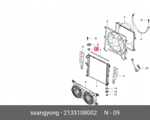SS опора радиатора 2133108002 SSANG YONG