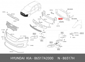 Kia Ceed 2012 Планка крепежная бампера правая 86517A2000 HYUNDAI KIA