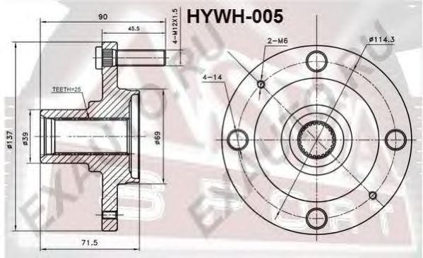 Hyundai Elantra 00-05/Matrix 1.6-1.8/Cerato 04-08 Ступица передняя d39 HYWH-005 ASVA