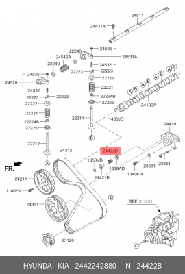 Hyundai D4DH Пружина ролика ГРМ 2442242880 HYUNDAI KIA