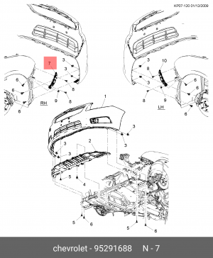 Кронштейн крепления бампера правый 95291688 GENERAL MOTORS