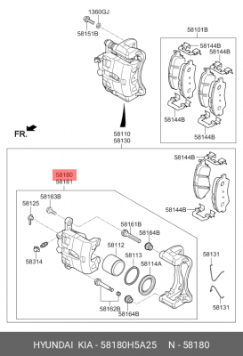 ТОРМОЗНОЙ СУППОРТ 58180H5A25 HYUNDAI KIA
