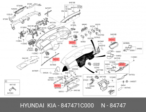 Hyundai Фиксатор крепления пластиковых элементов салона 847471C000 HYUNDAI KIA