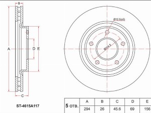 Mitsubishi Outlander 12-, ASX 10-  Диск тормозной передний ST4615A117 SAT
