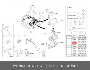 Hyundai, Kia 2016- Предохранитель 20A MICRO 2 1879005263 HYUNDAI KIA