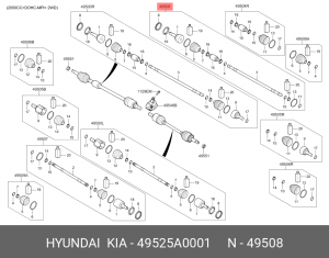 Hyundai Creeta полуось со ШРУСом наружным правым 49525A0001 HYUNDAI KIA