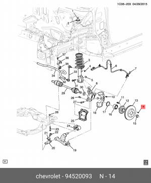 болт крепежный тормозного диска 94520093 GENERAL MOTORS