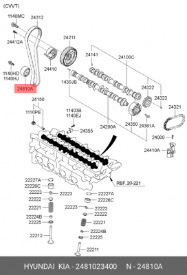Hyundai Sonata 99- 2,0G4GC/Elantra 00-06 1,8-2,0/Tucson-Sportage 04-09 2,0б Роли 2481023400 HYUNDAI KIA