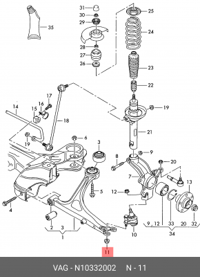 Гайка, шестигранная N 103 320 02 VAG