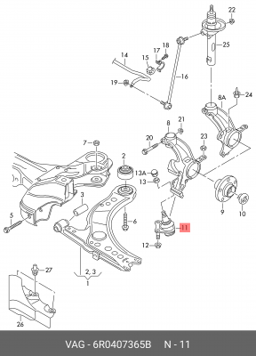 ОПОРА ШАРОВАЯ ЛЕВАЯ 6R0 407 365 B VAG