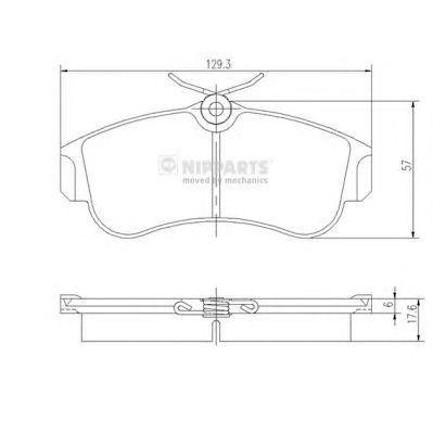 Nissan Almera (N16), Primera (P10,P11) колодки передние без АБС?   129 мм J3601051 H B JAKOPARTS NIPPARTS