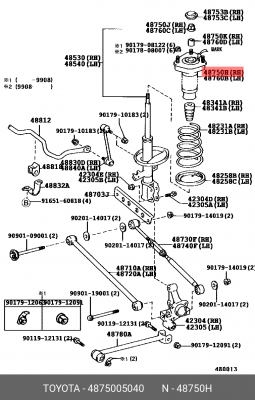 Toyota Avensis резинка аммортизатора верхняя 48750-05040 TOYOTA