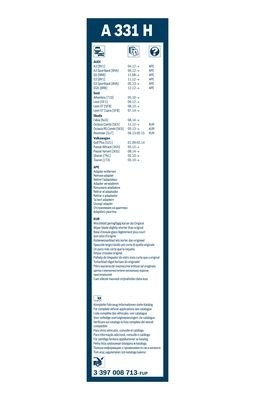 330мм Щетка заднего стеклоочистителя  VW TOURAN,SHARAN/SK ODA OCTAVIA 201 3 397 008 713 BOSCH