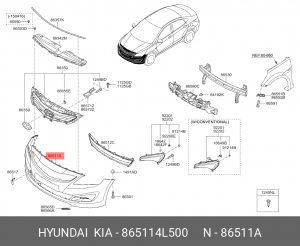 Hyundai Solaris 14-17- бампер передний 865114L500 HYUNDAI KIA