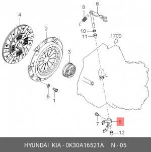Kia Rio 00 1.5 Вилка сцепления 0K30A16521A HYUNDAI KIA