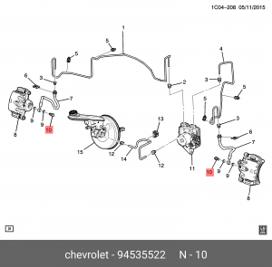 Болт DAEWOO Nexia (03-) крепления шланга тормозного OE 94535522 GENERAL MOTORS
