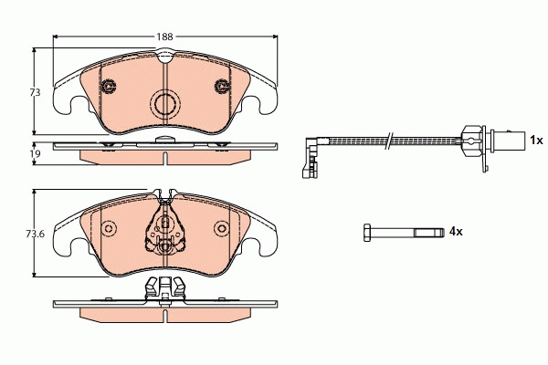 VAG Audi A5, A4 07-, A6 11-, Q5 08-13 колодки тормозные передние GDB1768 TRW