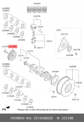 Hyundai Solaris/Rio 12-/Elantra 06-12/Kia Ceed 06- 1.6 шкив коленвала перед 231242B020 HYUNDAI KIA