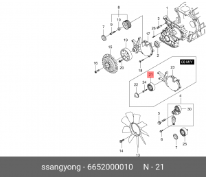 SS Kyron/Actyon 04-09/Rexton 2.0-2.7TD Ролик обводной малый 6652000010 SSANG YONG