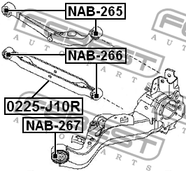 NISSAN X-TRAIL T31 2007-2013 тяга задней подвески нижняя поперечная 0225-J10R FEBEST