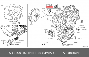 Nissan, Lada Vesta CVT сальник привода правый 38342-3VX0B NISSAN INFINITI