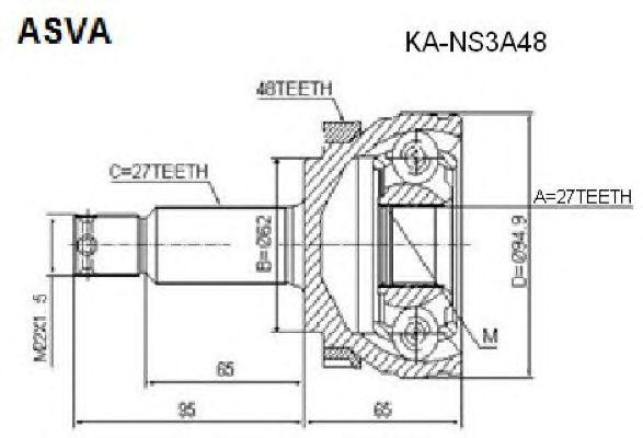 Hyundai Tucson 2,0б -07 ШРУС наружный 23х62х27 KA-NS3A48 ASVA