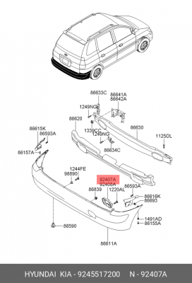 Hyundai Matrix Рамка ПТФ задней 9245517200 HYUNDAI KIA