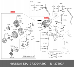 Kia Sorento 2.5CRDI Генератор в сборе 373004A300 HYUNDAI KIA