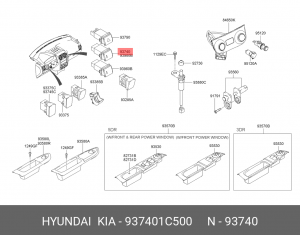 Hyundai Getz выключатель противотуманных фар с 05г. 937401C500 HYUNDAI KIA