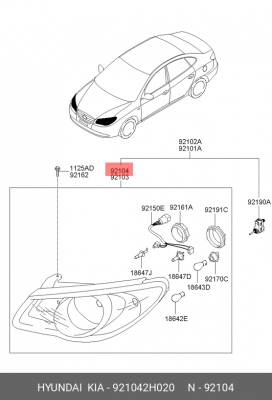 Hyundai Elantra 06 Фара правая (под корректор) 921042H020 HYUNDAI KIA