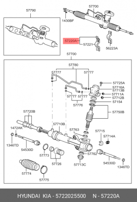 Hyundai Accent кронштейн рулевой рейки 5722025500 HYUNDAI KIA