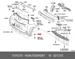 Toyota Corolla E150 пистон заднего бампера 90467-05090-B1 TOYOTA