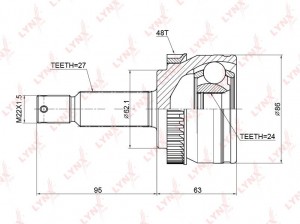 ШРУС НАРУЖ KIA SPORTAGE(JE) 2.0-2.0D 04] CO-3769A LYNXAUTO