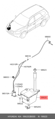 Hyundai SantaFe 06 Бачок омывателя 986202B000 HYUNDAI KIA