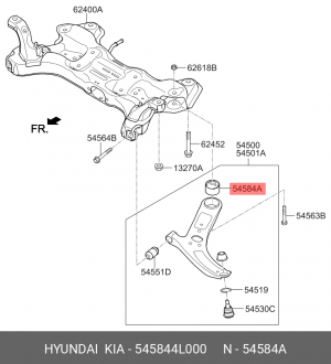 Hyundai Solaris все/Rio 12-н.в/Picanto 11-Сайлентблок переднего рычага большой 54584-4L000 HYUNDAI KIA