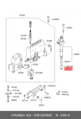 Hyundai HD 250/Trago/HD170 - кольцо уплотнительное топливной форсунки D6AC 9x18x 3381283800 HYUNDAI KIA